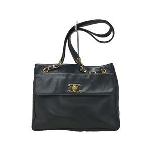 Chanel Chain Shoulder Bag Leather Black